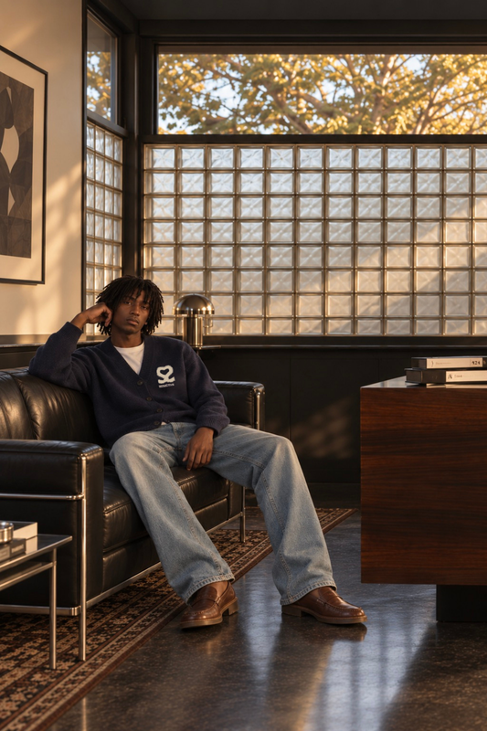 Seductive Cardigan Navy – Wool Blend Signature Logo Knitwear Unisex