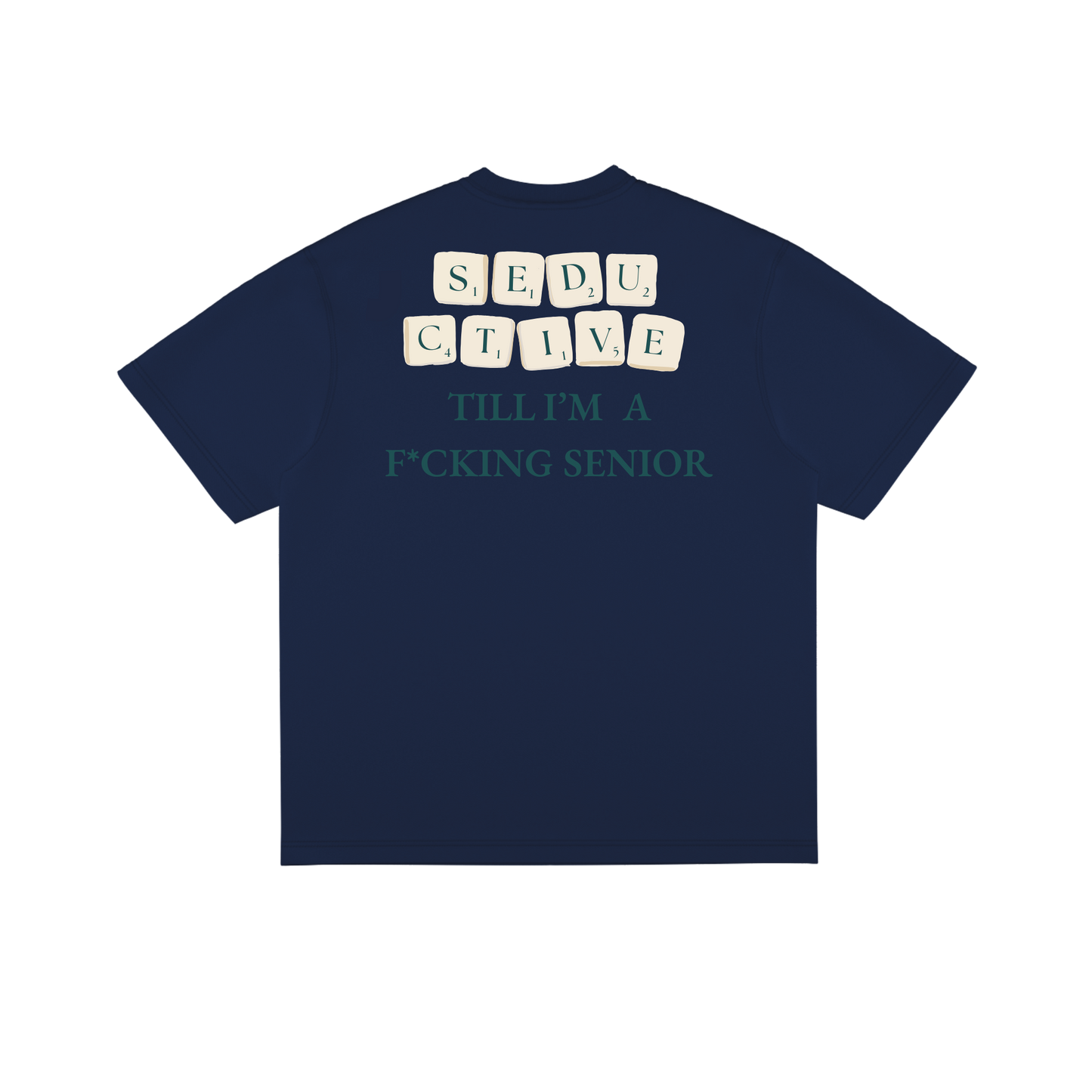 Seductive Scrabble T-Shirt Navy – 240 GSM Cotton Unisex Boxy Fit