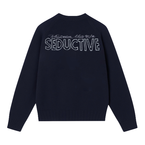Seductive Crewneck Sweater Navy – Jacquard Logo Unisex Knit