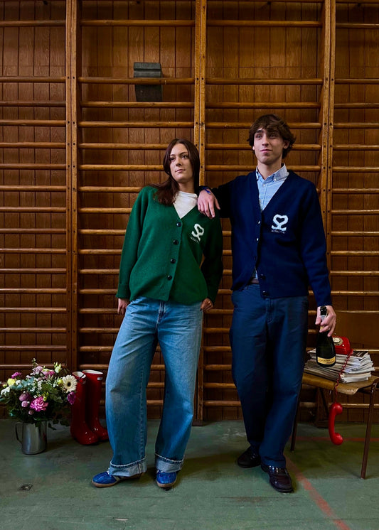 Seductive Cardigan Green –  Wool Blend Signature Logo Unisexe Knit